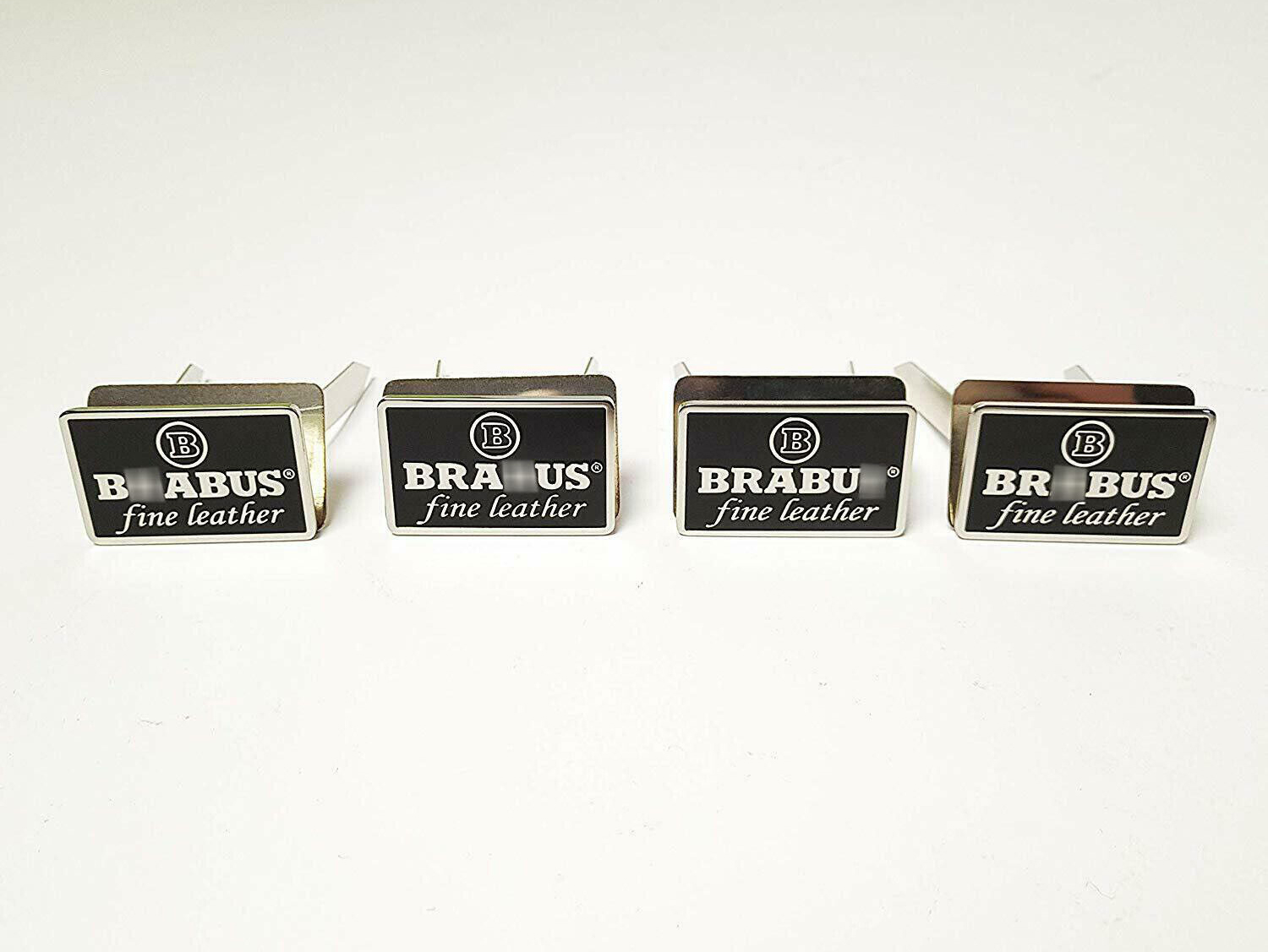 Mercedes Brabus Fine Leather Black Metal Seat Emblems Badges Logos Set